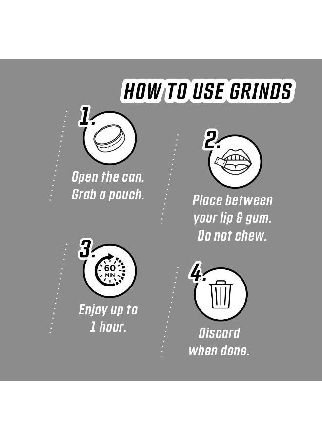 Grinds Coffee Pouches | 6 Cans of Double Shot Espresso | 18 Pouches Per Can | 2x Caffeine 1 Pouch eq. 1/2 Cup of Coffee - Image 3